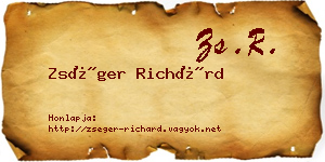 Zséger Richárd névjegykártya
